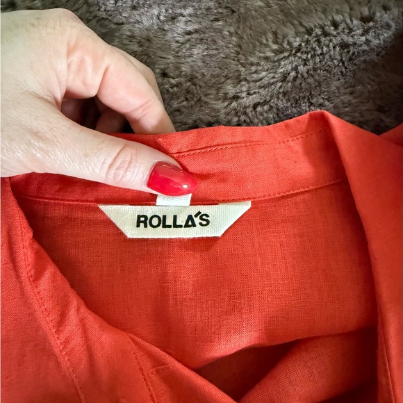 ROLLA'S Red Button Down Linen Shirt - Picture 5 of 5